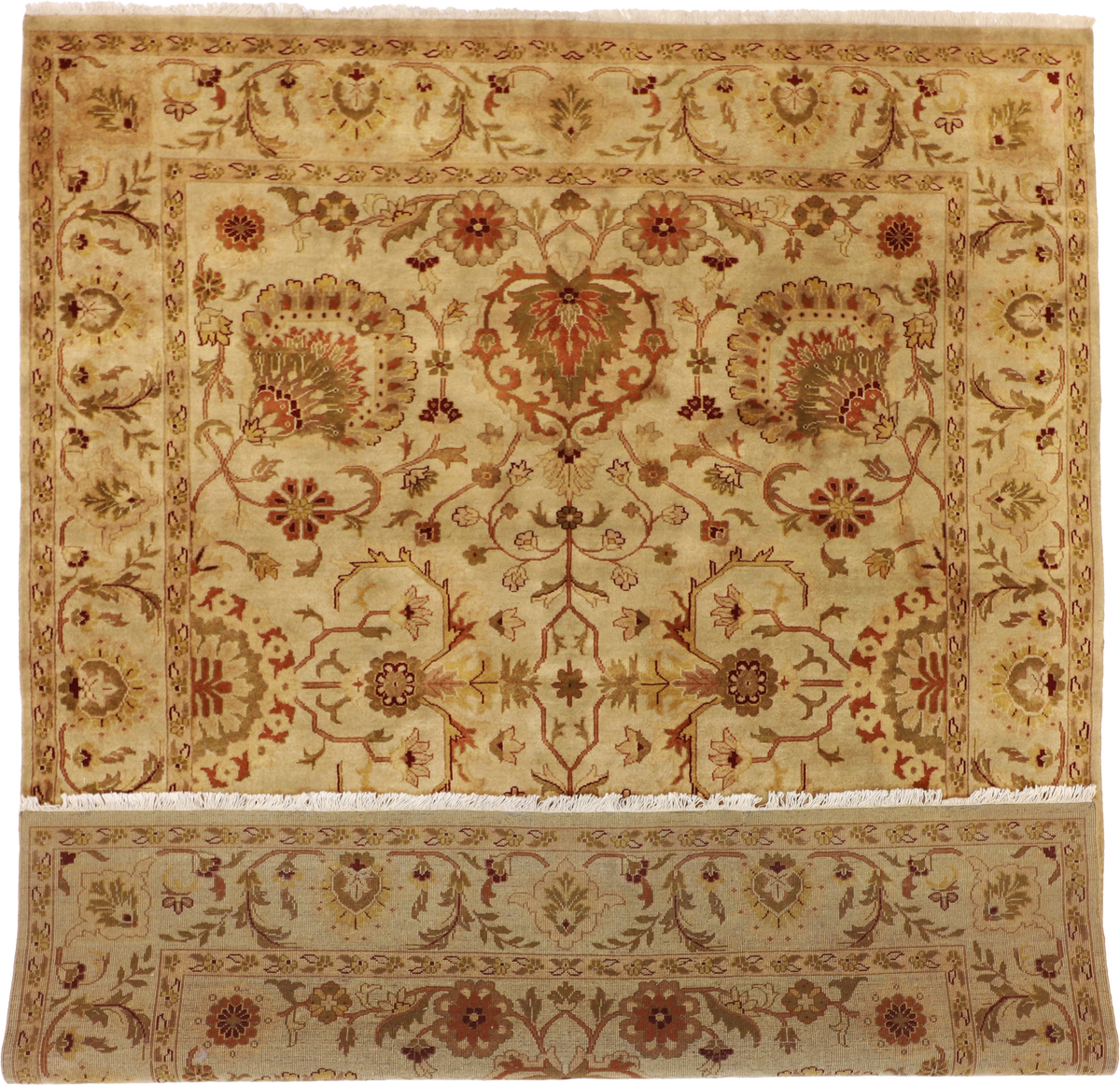 W 7.11 L 10 Mahal 100% Wool Hand-Woven All-Over Design - 58996