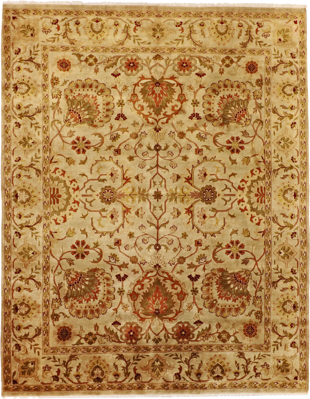 W 7.11 L 10 Mahal 100% Wool Hand-Woven All-Over Design - 58996