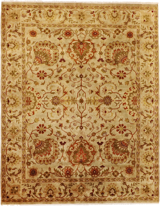 W 7.11 L 10 Mahal 100% Wool Hand-Woven All-Over Design - 58996