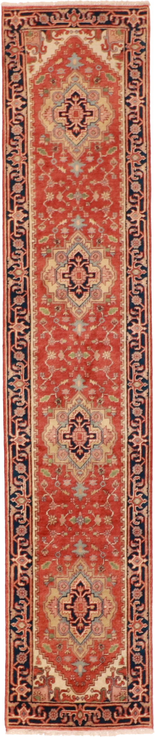 W 2.7 - L 12.4 Serapie Runner 100% Wool Hand-Woven All-Over Design - 59211