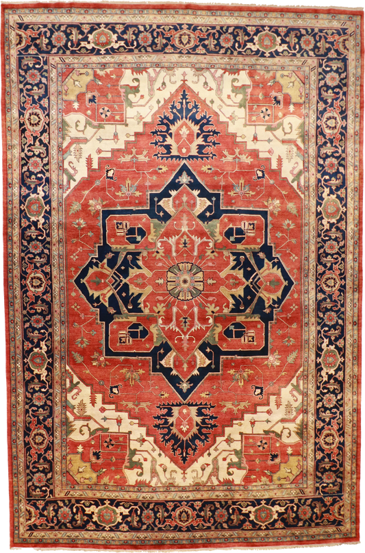 W 12 L 18 Serapie 100% Wool Hand-Woven Medallion Design - 59215