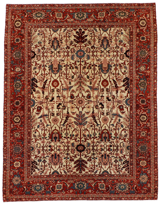 8 x 10.4 - Serapie Wool Traditional Rectangle - Finest Hand-Knotted Quality Wool — 59230