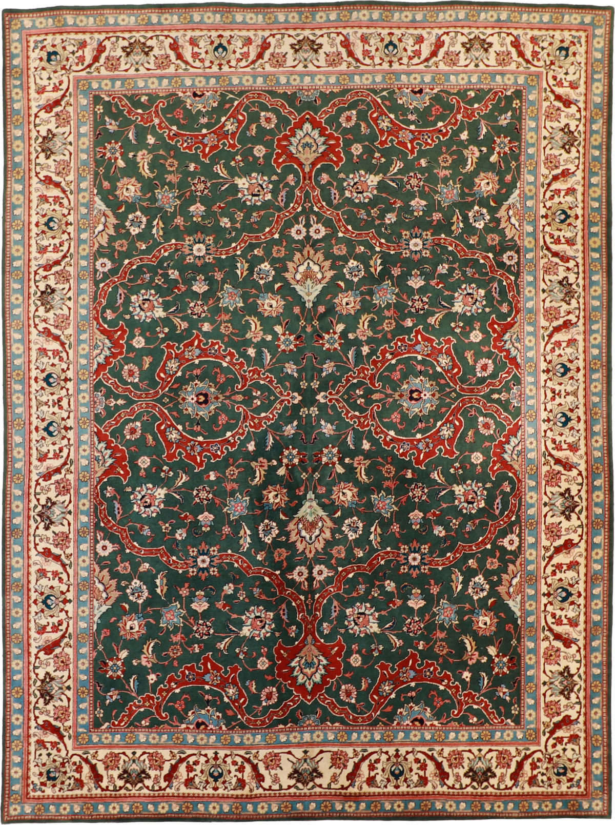 W 9.6 L 12.6 Tabriz 100% Wool Hand-Woven Floral Design - 59232