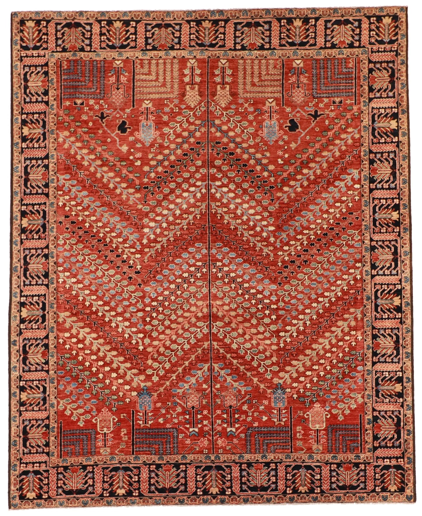 W 8.3 L 10.2 Tree of Life 100% Wool Hand-Woven All-Over Design - 59242
