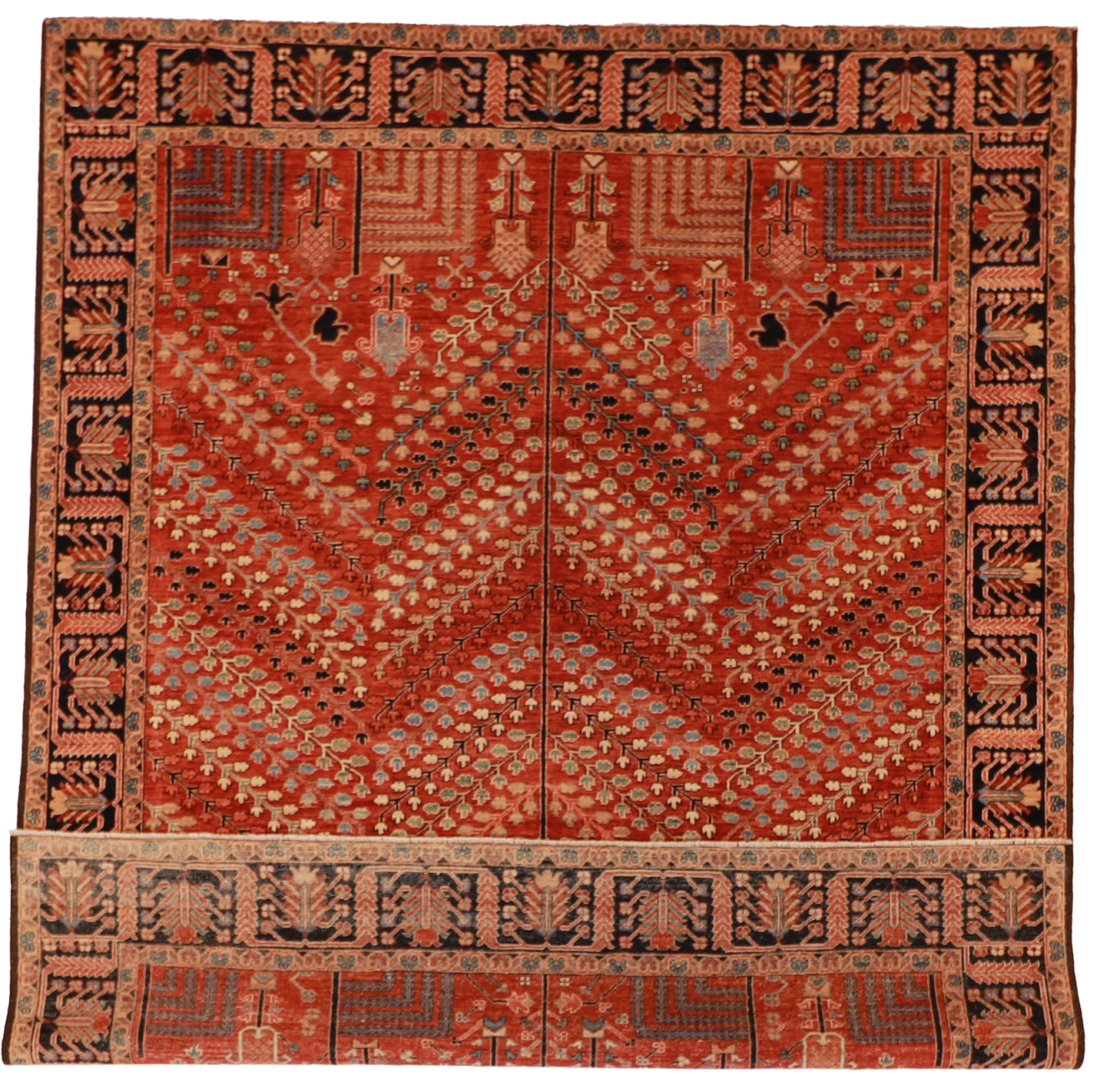 W 8.3 L 10.2 Tree of Life 100% Wool Hand-Woven All-Over Design - 59242