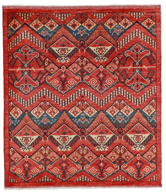 5.4 x 6.2 - Heriz Wool Traditional Rectangle - Finest Hand-Knotted Quality Wool — 59248