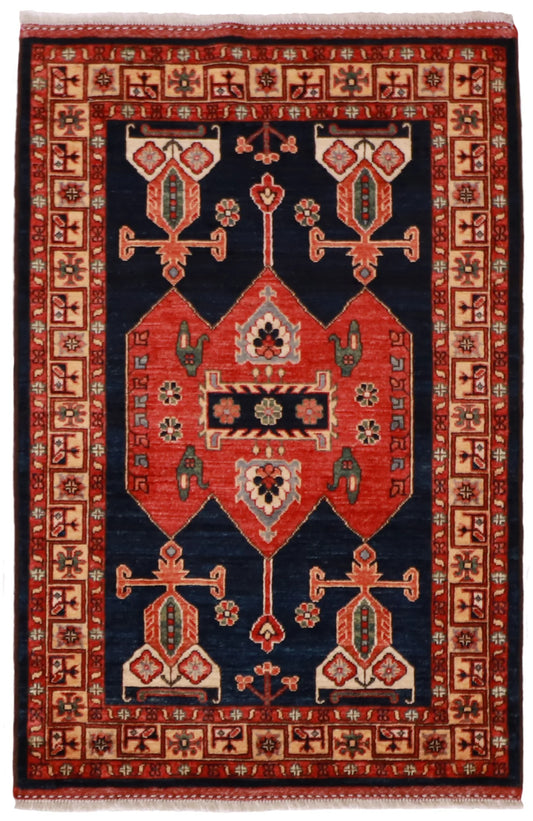 3.5 x 5 - Karajeh Wool All Over Rectangle - Finest Hand-Knotted Quality Wool — 59251