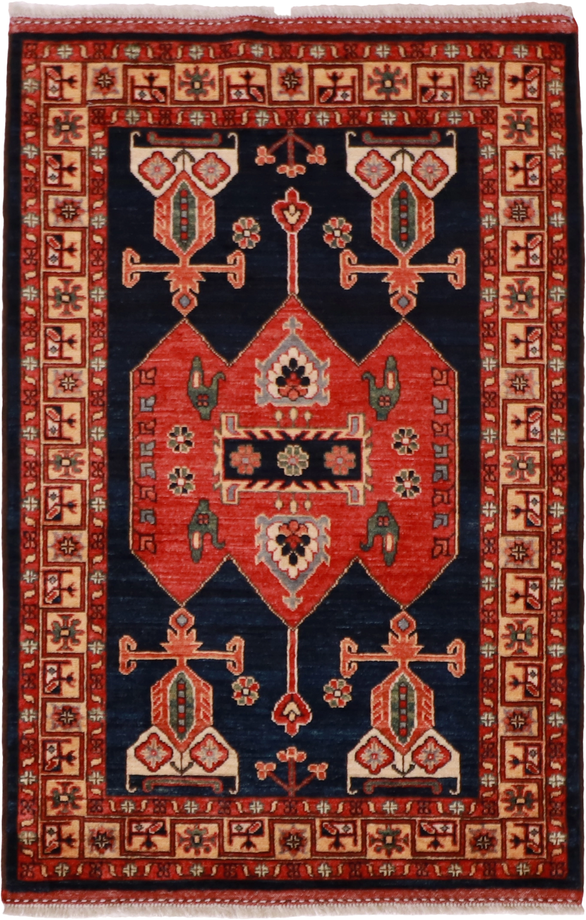 W 3.5 - L 5 Karajeh 100% Wool Hand-Woven All-Over Design - 59251