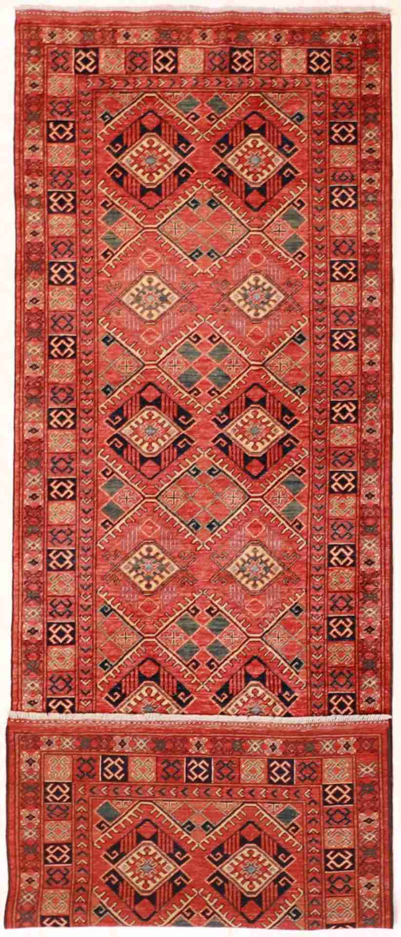 W 4 - L 11.10 - Heriz Fine/Wool Geometric Rectangle - Finest Hand-Knotted Quality Wool - 59252