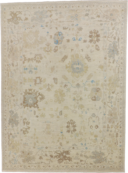 W 8.10 L 11.11 Oushak 100% Wool Handmade Geometric Design - 59274
