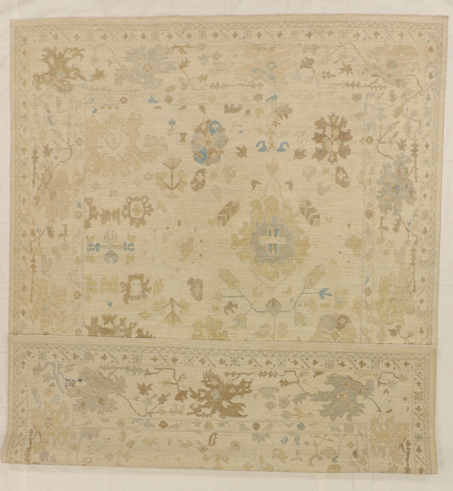 W 8.10 L 11.11 Oushak 100% Wool Handmade Geometric Design - 59274