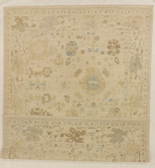 W 8.10 L 11.11 Oushak 100% Wool Handmade Geometric Design - 59274