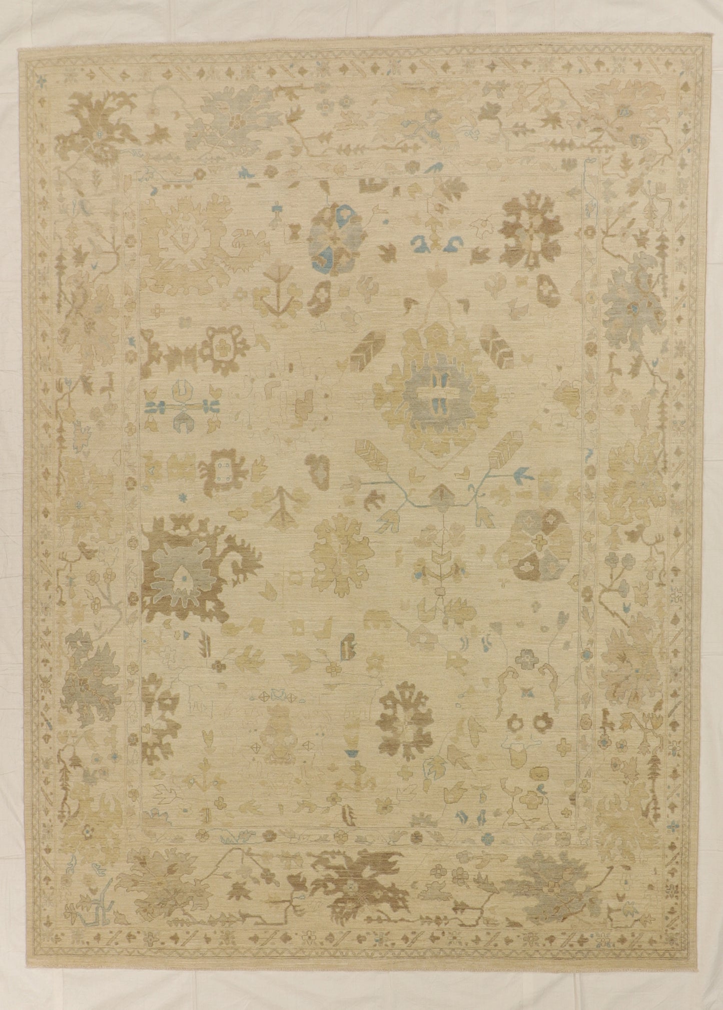 W 8.10 L 11.11 Oushak 100% Wool Handmade Geometric Design - 59274