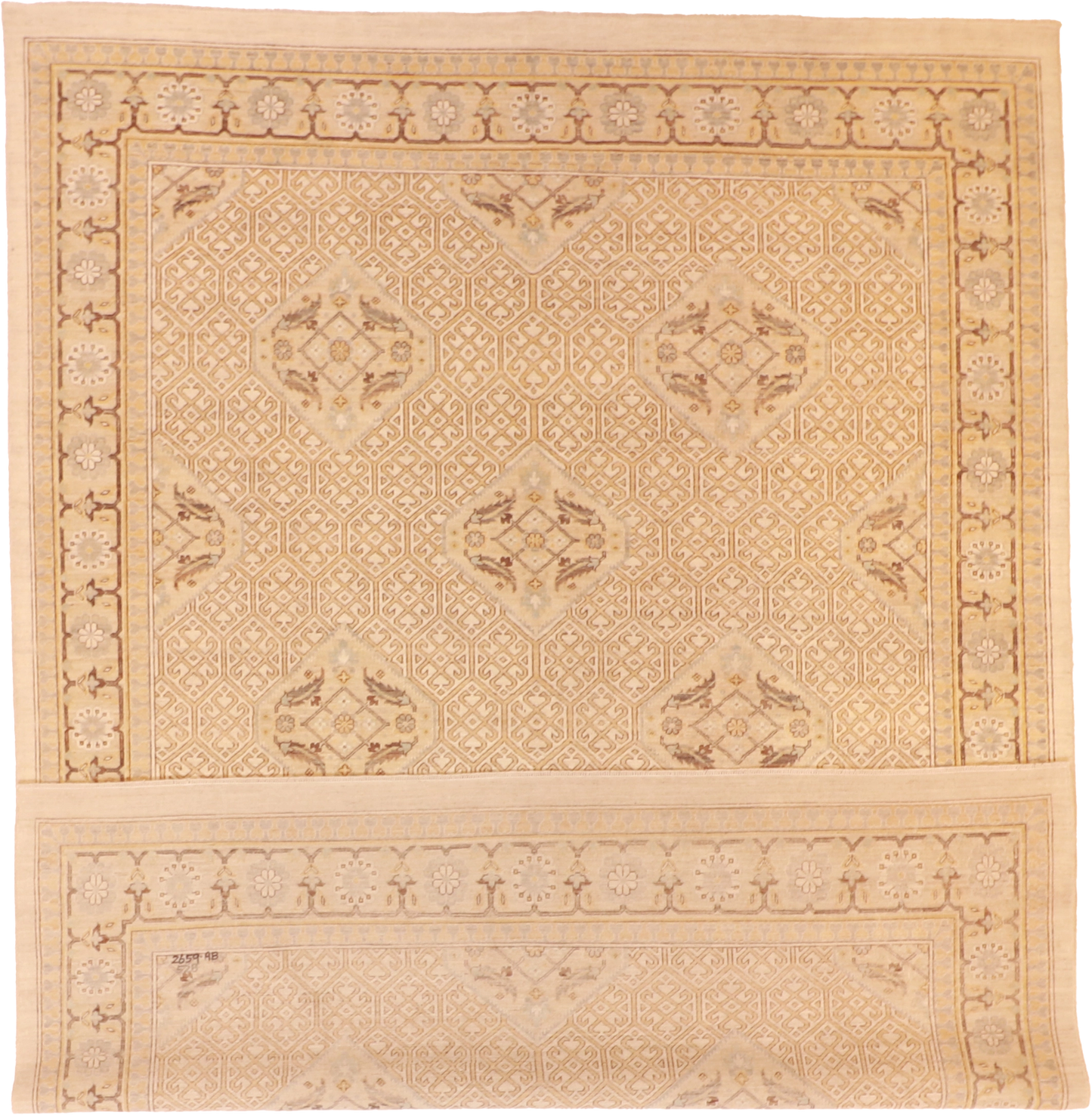 W 8.1 L 11.11 Zeigler 100% Wool Hand-Woven All-Over Design - 59307