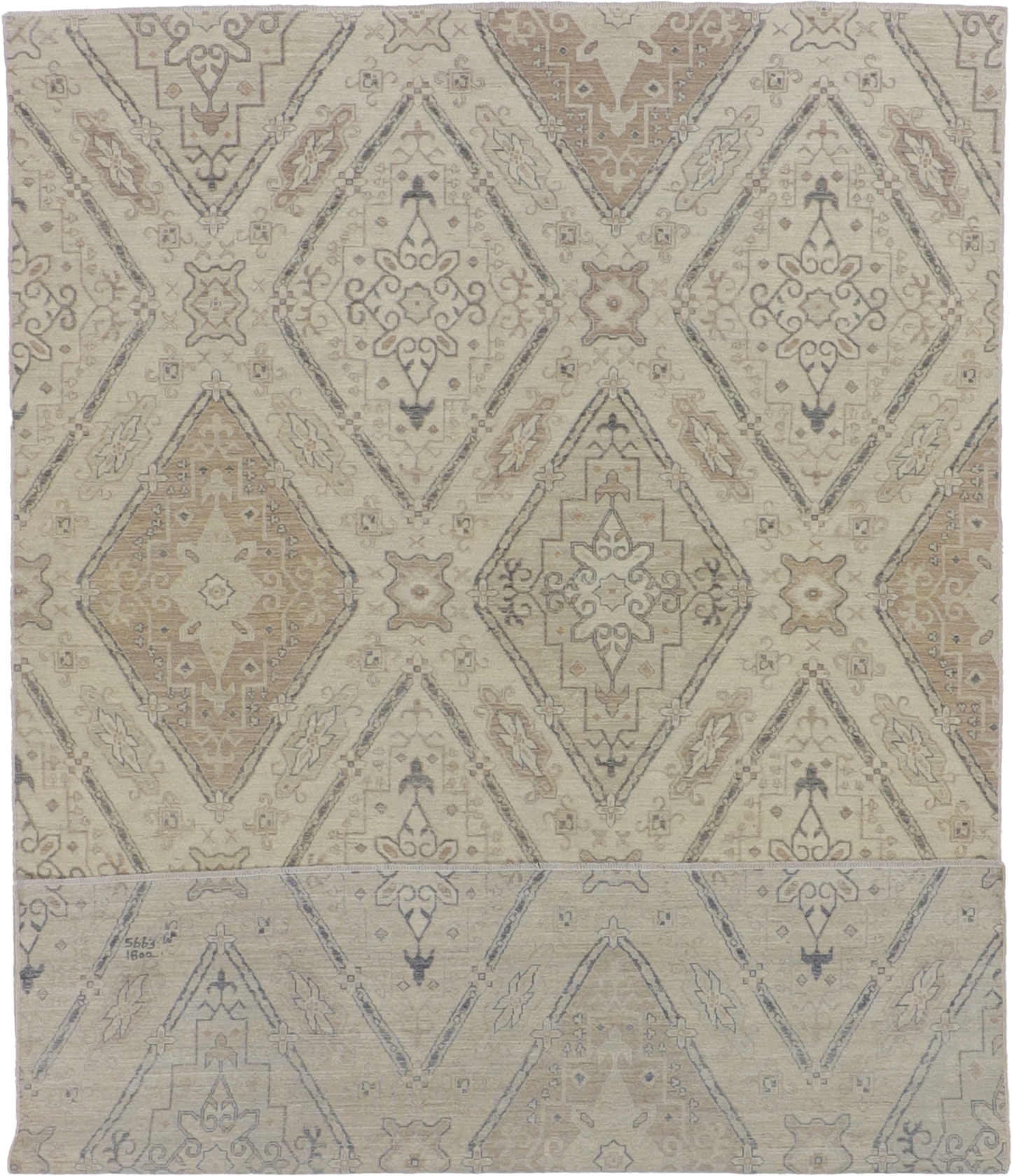 W 6.6 - L 9.7 - Bakshaish Wool Transitional Rectangle - Finest Hand-Knotted Quality Wool - 59321