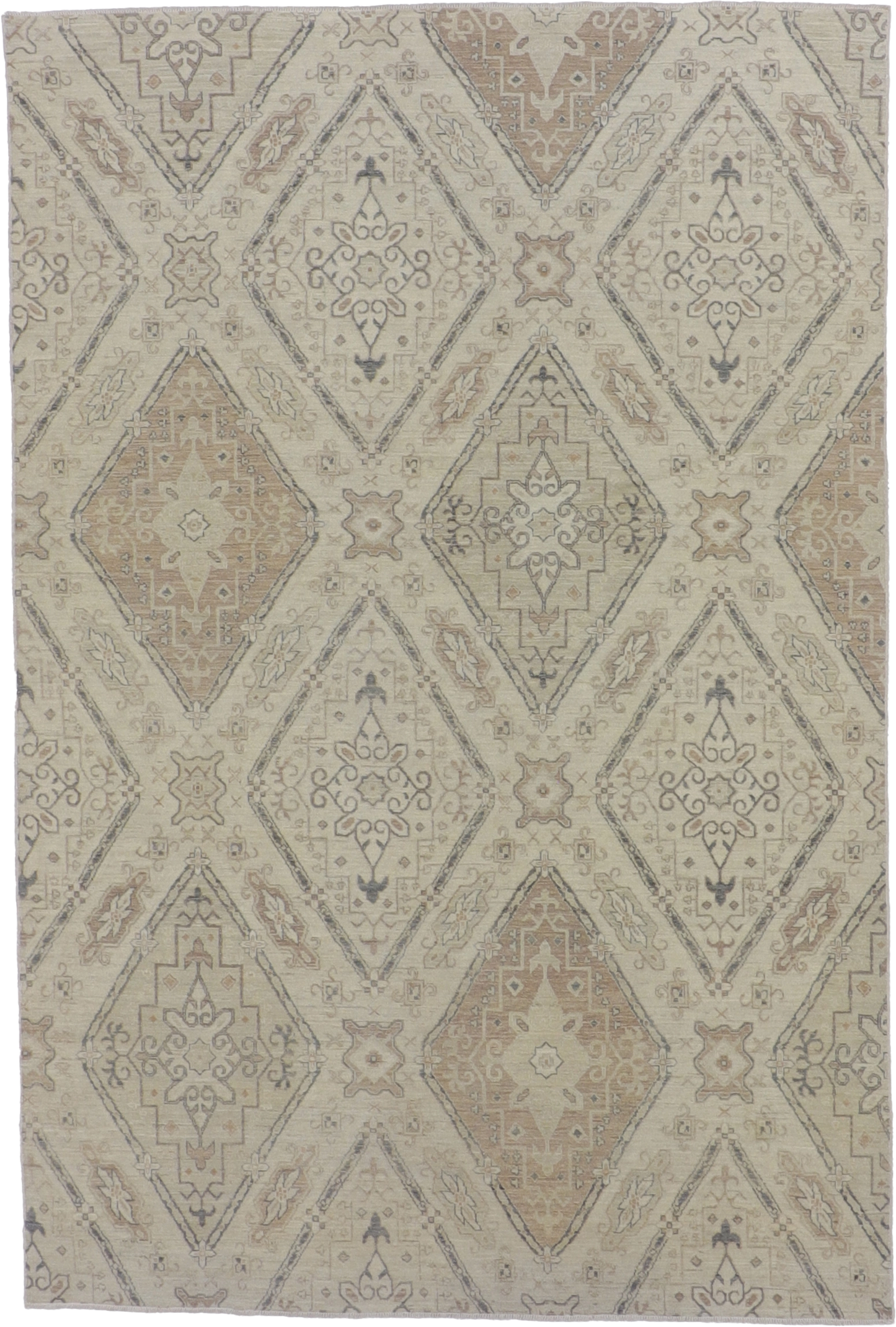 W 6.6 - L 9.7 - Bakshaish Wool Transitional Rectangle - Finest Hand-Knotted Quality Wool - 59321