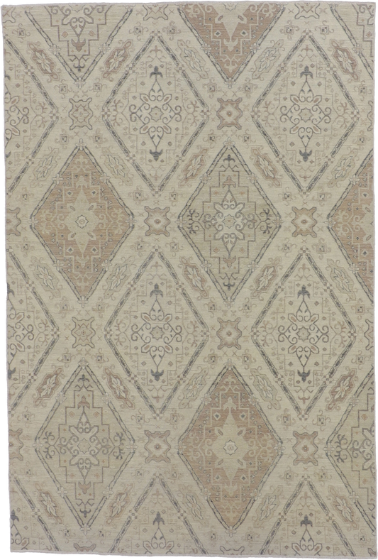 W 6.6 - L 9.7 - Bakshaish Wool Transitional Rectangle - Finest Hand-Knotted Quality Wool - 59321