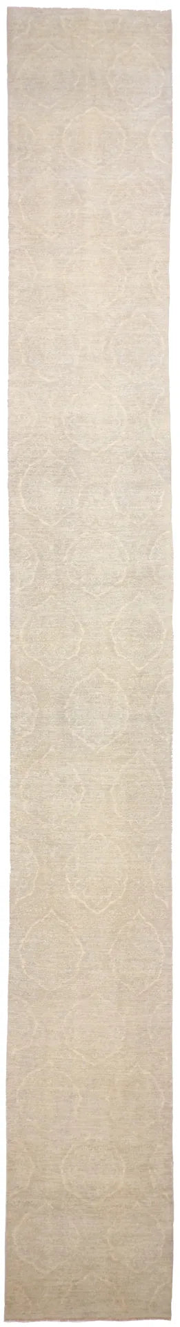 W 2.6 L 19.7 Tabriz Wool And Silk Blend Hand-Woven Geometric Design - 59333