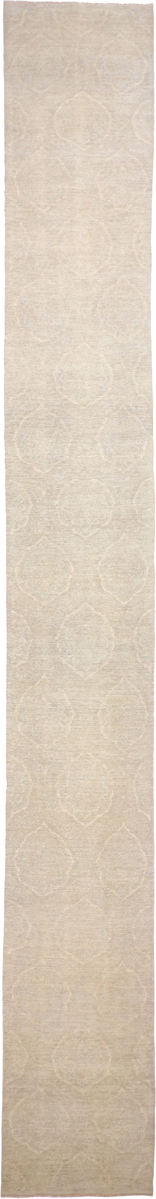 W 2.6 L 19.7 Tabriz Runner Wool And Silk Blend Hand-Woven Geometric Design - 59333