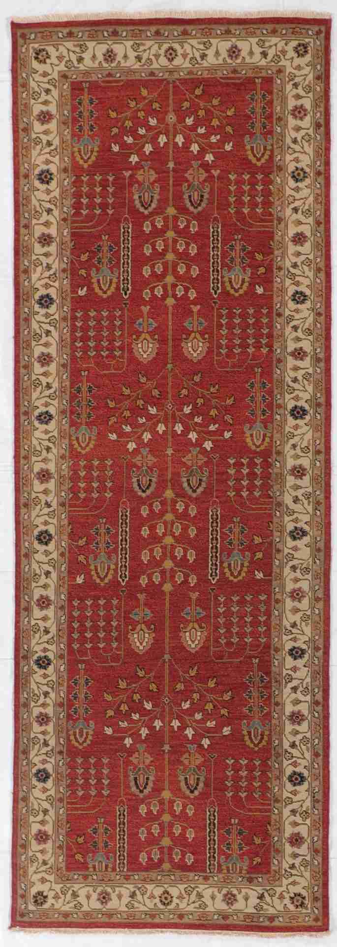 W 4.1 - L 11.9 - Tree of Life Fine/Wool Geometric Rectangle - Finest Hand-Knotted Quality Wool - 59375