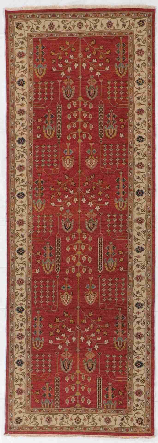 W 4.1 - L 11.9 - Tree of Life Fine/Wool Geometric Rectangle - Finest Hand-Knotted Quality Wool - 59375