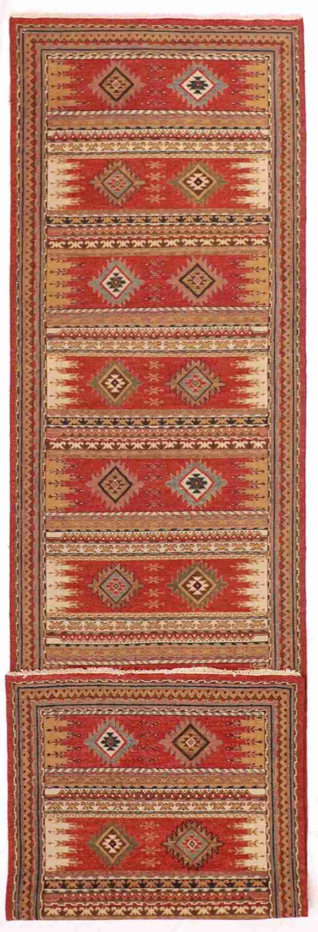 W 4 - L 15.7 - Serapie Fine/Wool Geometric Rectangle - Finest Hand-Knotted Quality Wool - 59383