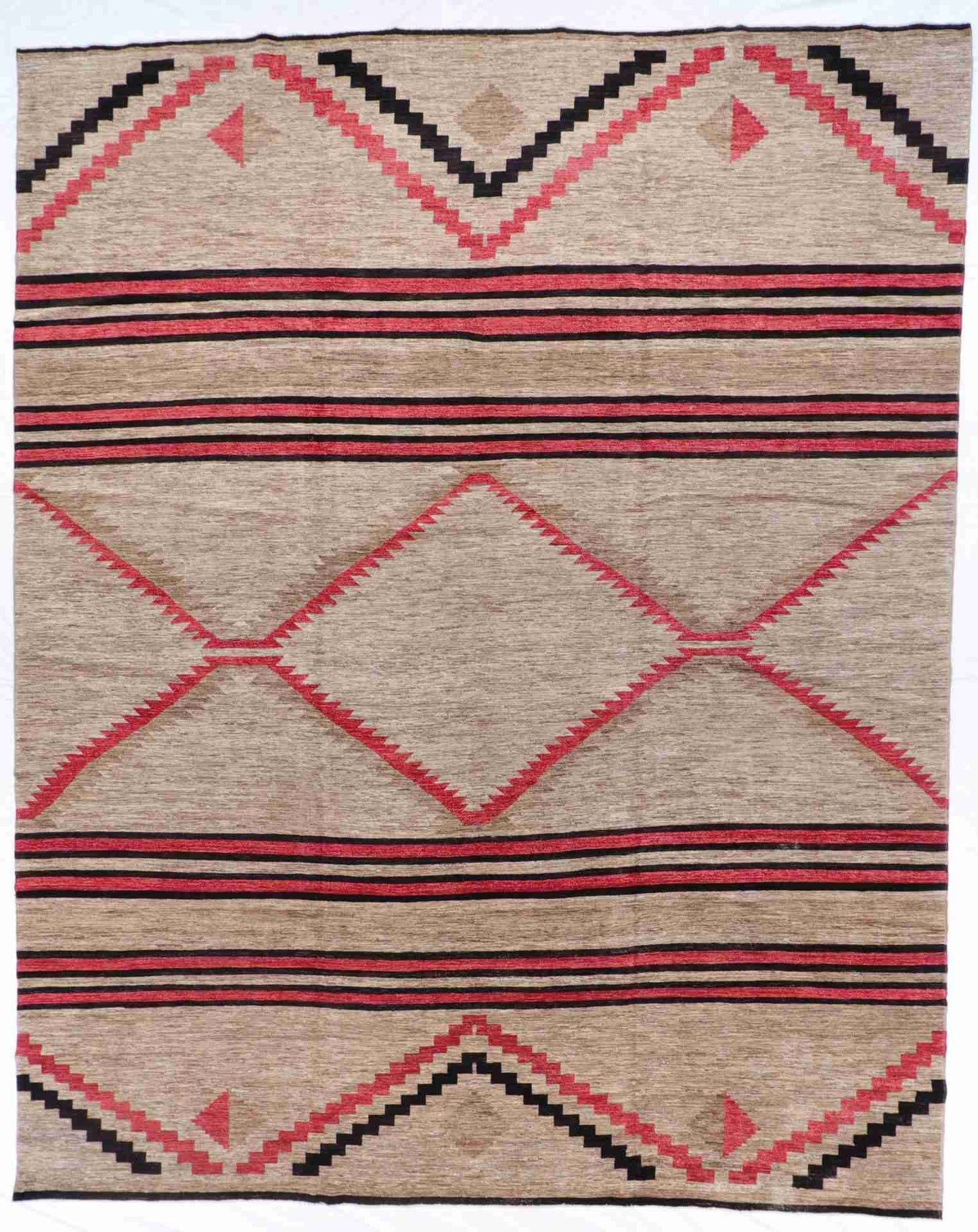 W 11.10 - L 14.9 - Navajo Fine/Wool All Over Rectangle - Finest Hand-Knotted Quality Wool - 59469