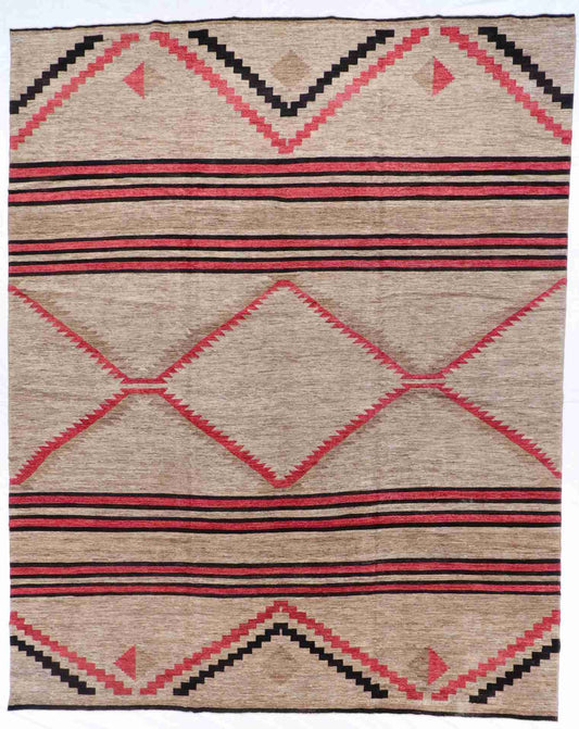 W 11.10 - L 14.9 - Navajo Fine/Wool All Over Rectangle - Finest Hand-Knotted Quality Wool - 59469