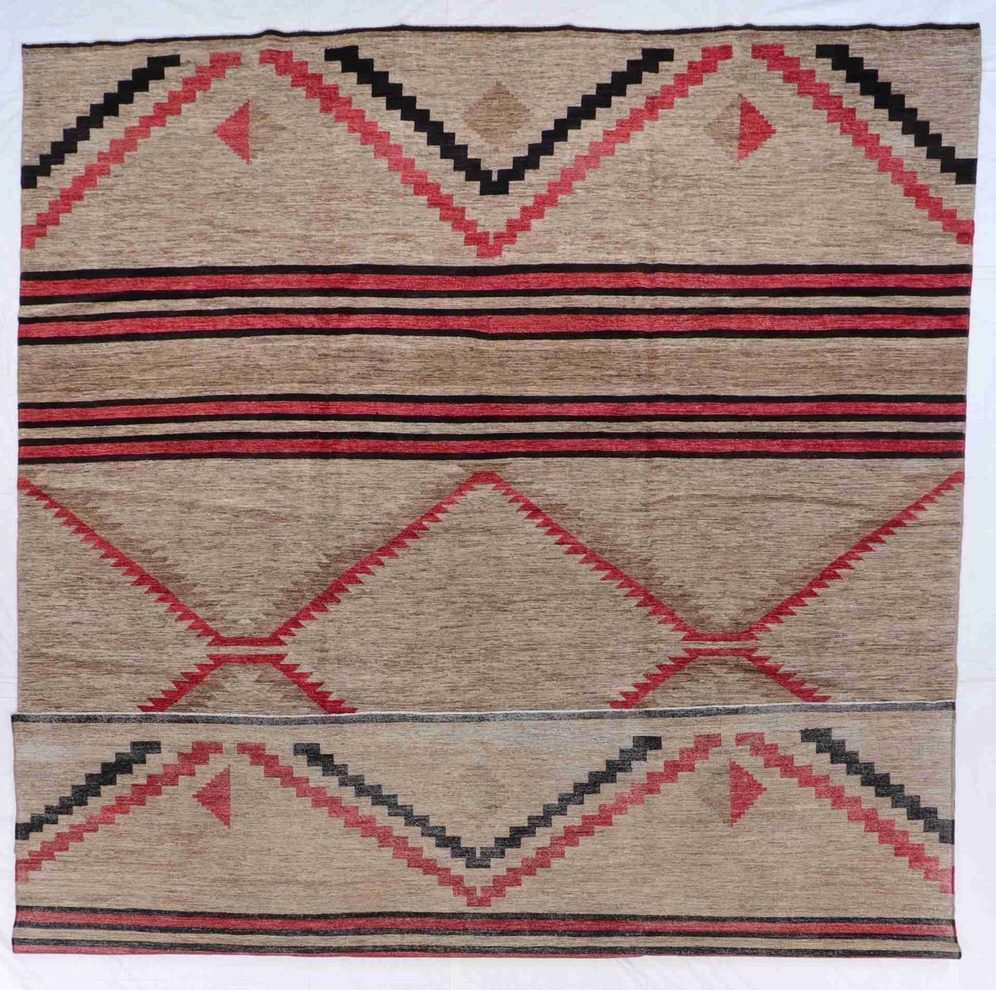 W 11.10 - L 14.9 - Navajo Fine/Wool All Over Rectangle - Finest Hand-Knotted Quality Wool - 59469
