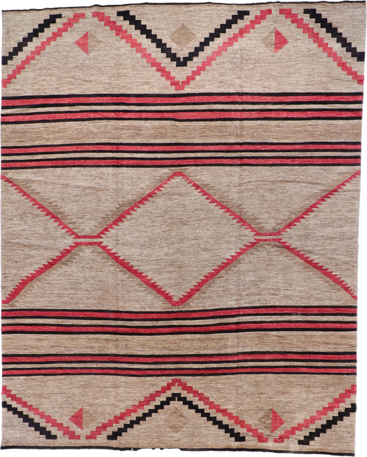 W 11.10 L 14.9 Navajo 100% Wool Hand-Woven All-Over Design - 59469