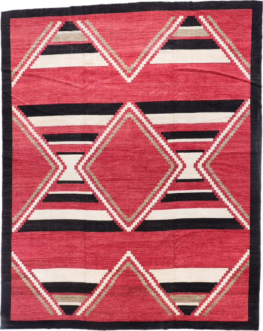 W 12 L 15 Mountain-Modern 100% Wool Hand-Woven Navajo Design - 59470