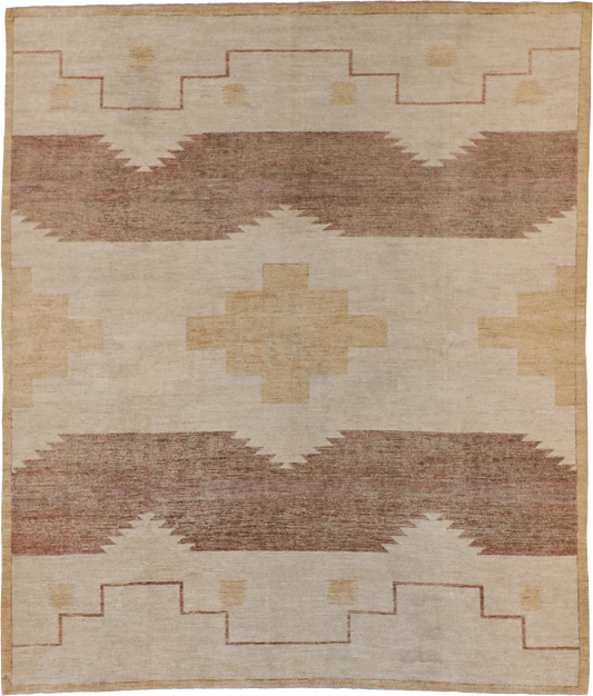 W 8.5 L 9.9 Mountain Modern 100% Wool Hand-Woven Navajo Design - 59482