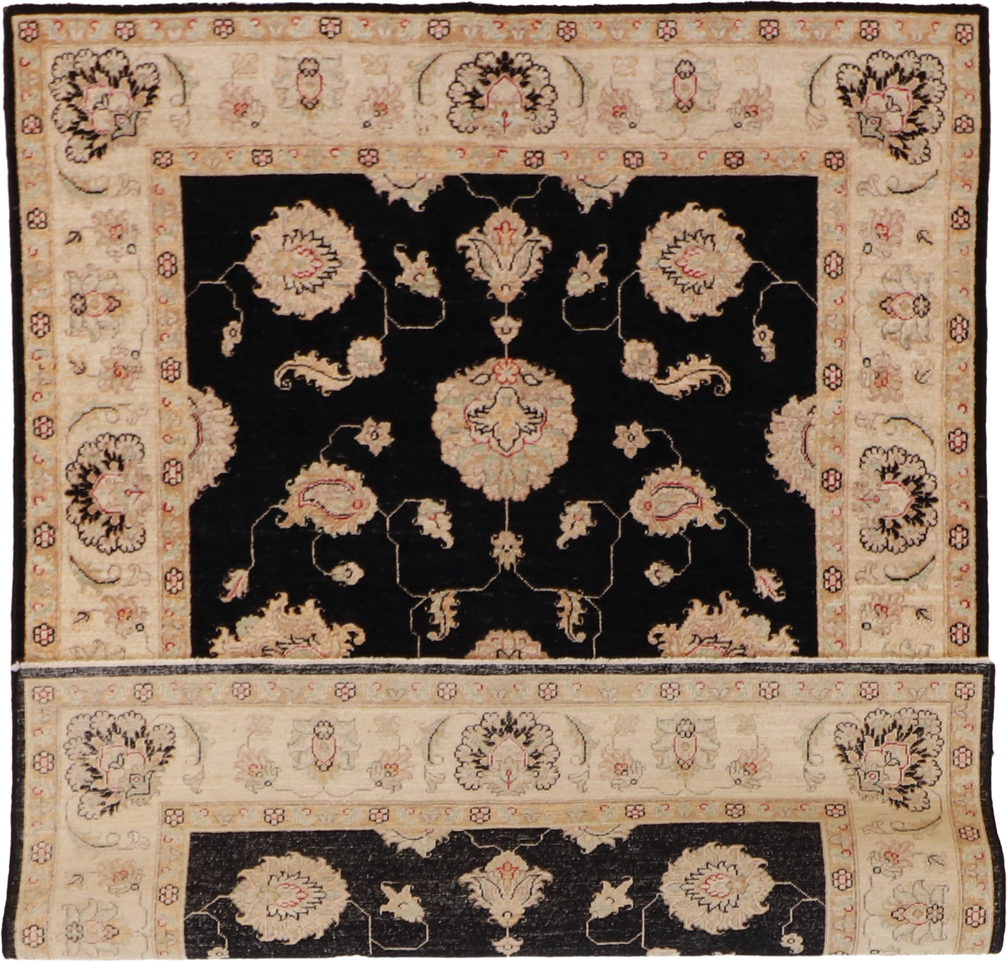 W 4.10 L 6.5 Qum 100% Wool Hand-Woven All-Over Design - 59498