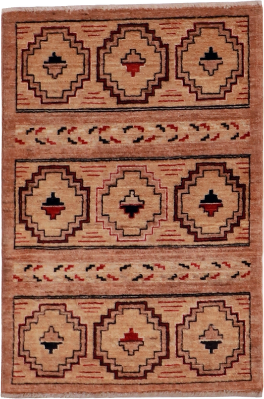 W 2.2 L 3.3 Mountain Modern 100% Wool Hand-Woven All-Over Design - 59533