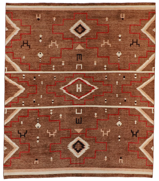 8.10 x 9.8 - Mountain Modern Wool Western Rectangle - Finest Hand-Knotted Quality Wool — 59551