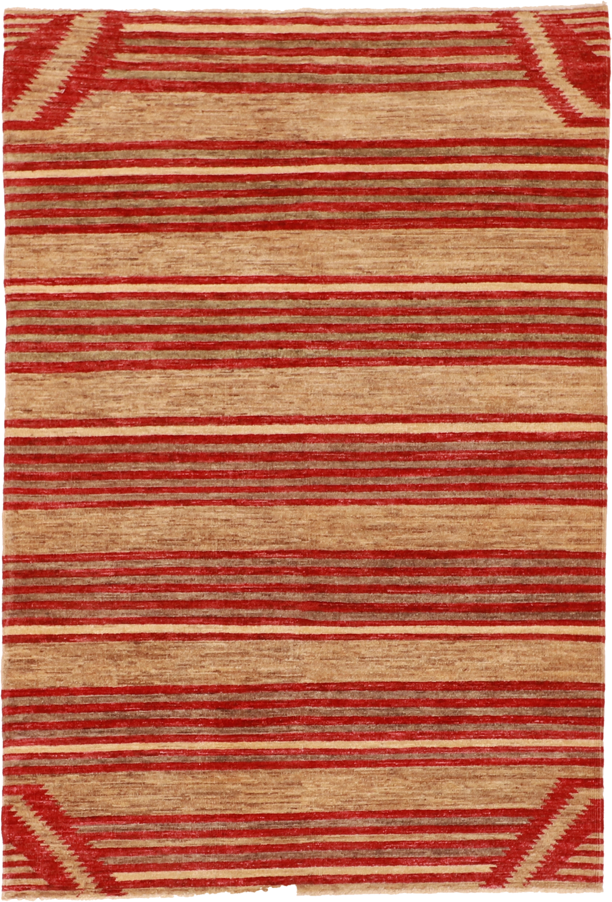 W 4.1 L 6 Mountain Modern 100% Wool Hand-Woven Geometric Design - 59619