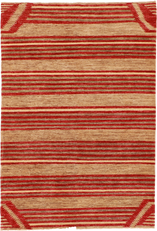 W 4.1 L 6 Mountain Modern 100% Wool Hand-Woven Geometric Design - 59619