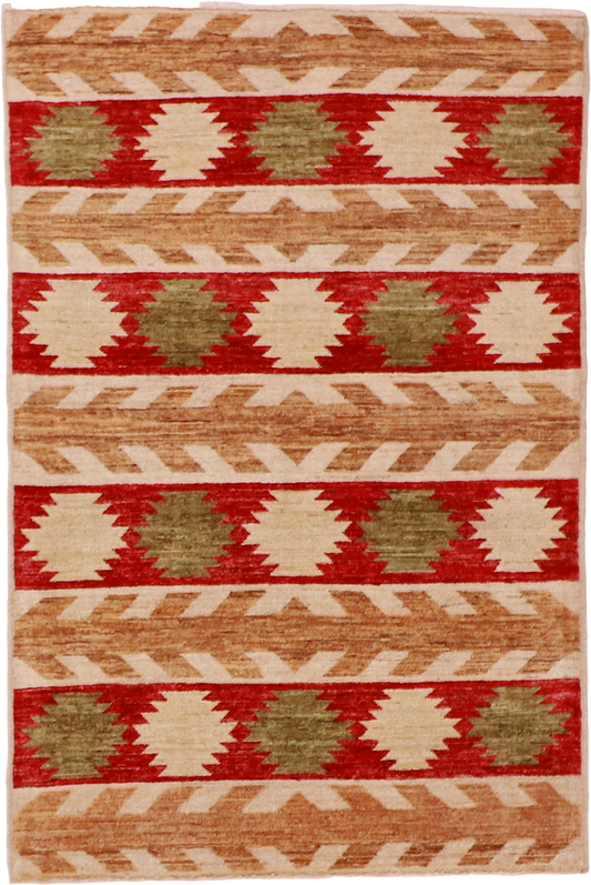 W 3.3 L 4.11 Mountain Modern 100% Wool Hand-Woven Geometric Design - 59621