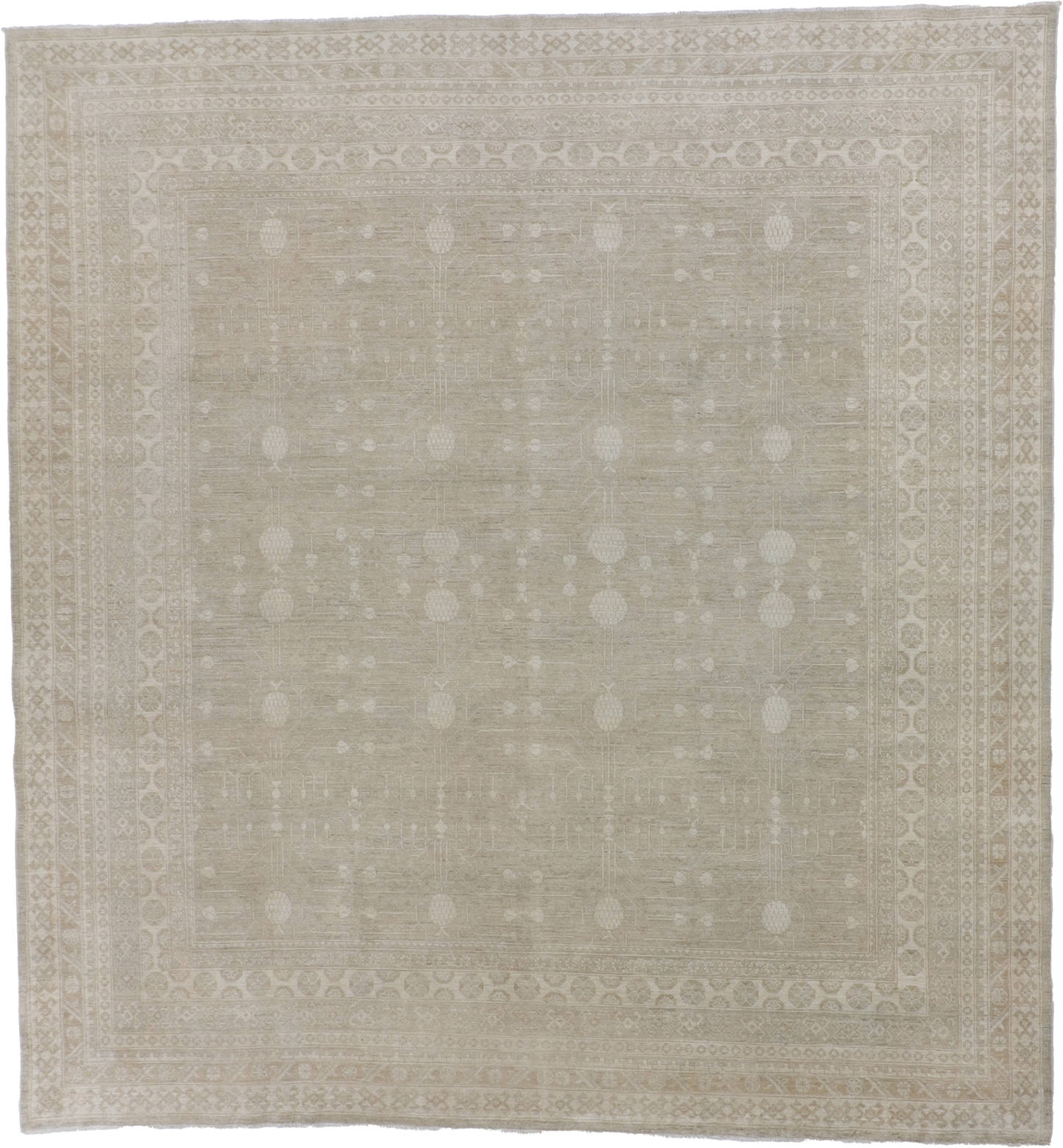 W 10.6 L 11.1 Malayer 100% Wool Hand-Woven All-Over Design - 59660