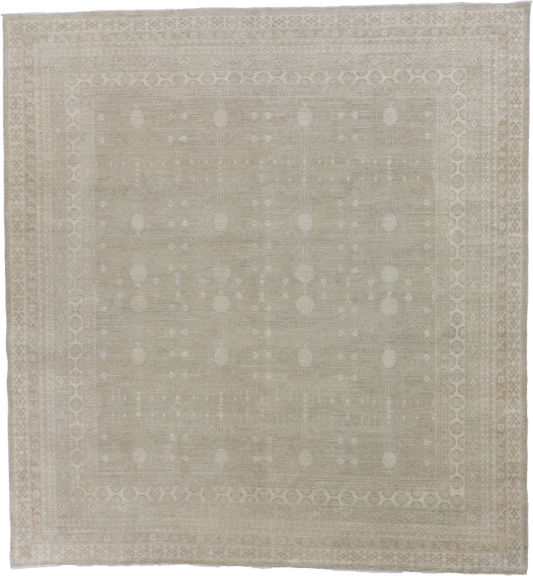 W 10.6 L 11.1 Malayer 100% Wool Hand-Woven All-Over Design - 59660
