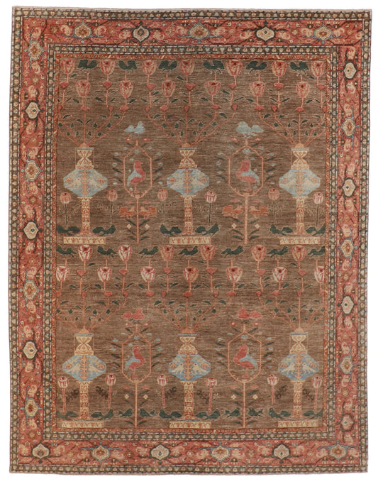7.11 x 10 - Tree of Life Wool All Over Rectangle - Hand Woven Rug — 59663