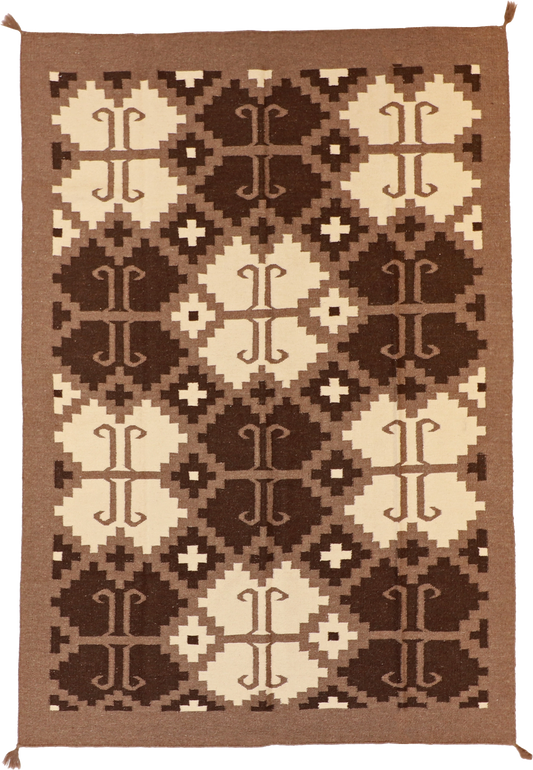 W 6 L 9 Kilim 100% Wool Hand-Woven Navajo Design - 59693