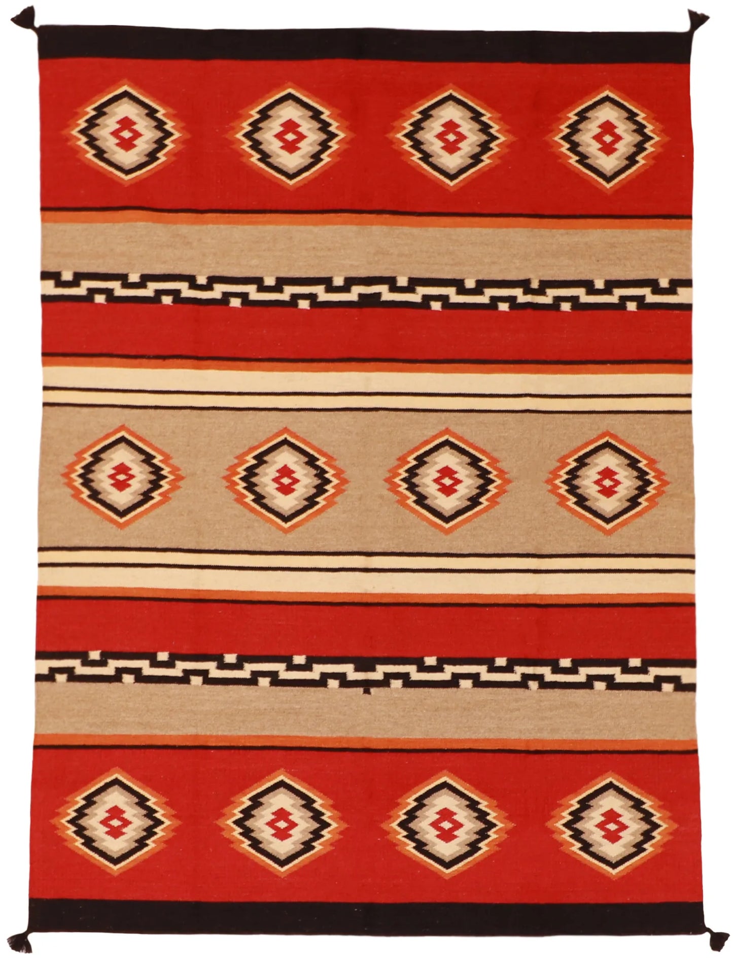 W 5.1 - L 7.1 - Navajo Fine/Wool Geometric Rectangle - Finest Hand-Made Quality Wool - 59697