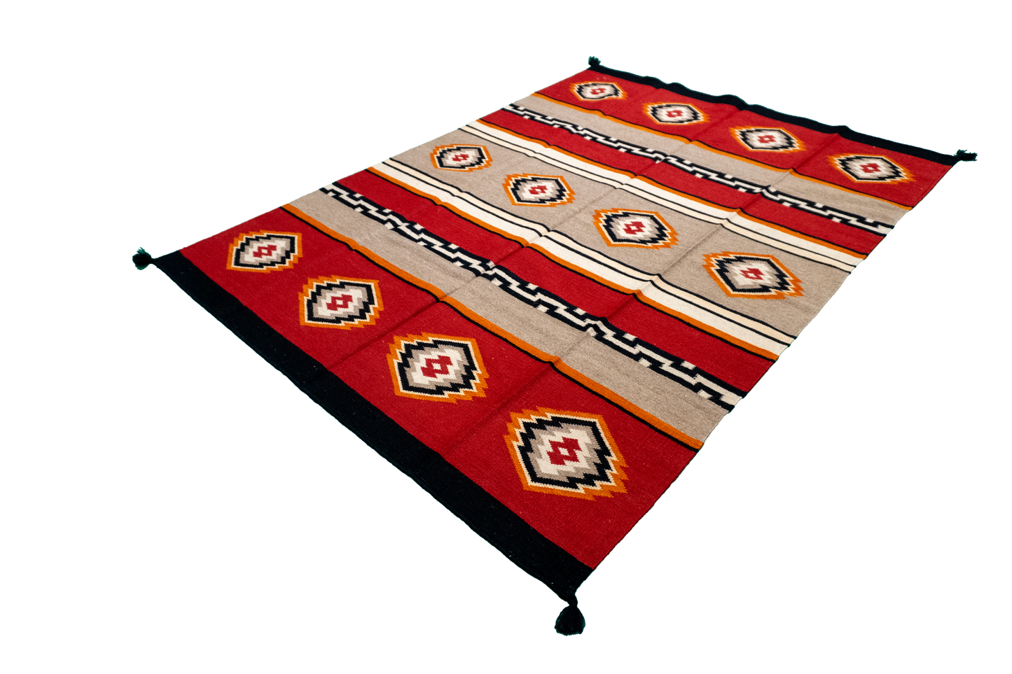 W 5.1 - L 7.1 - Navajo Fine/Wool Geometric Rectangle - Finest Hand-Made Quality Wool - 59697