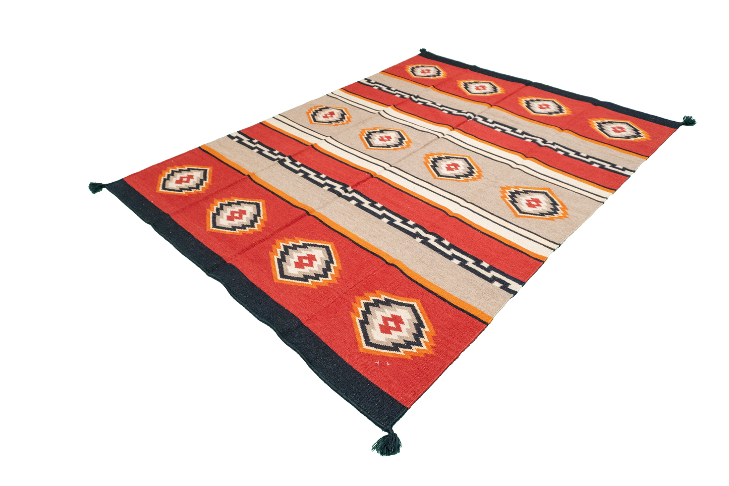 W 5.1 - L 7.1 - Navajo Fine/Wool Geometric Rectangle - Finest Hand-Made Quality Wool - 59697