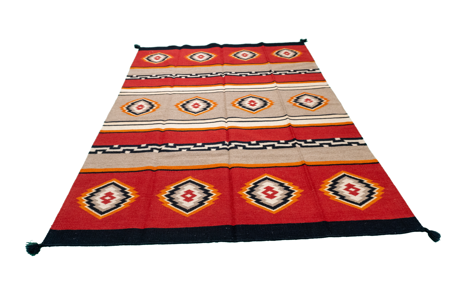 W 5.1 - L 7.1 - Navajo Fine/Wool Geometric Rectangle - Finest Hand-Made Quality Wool - 59697