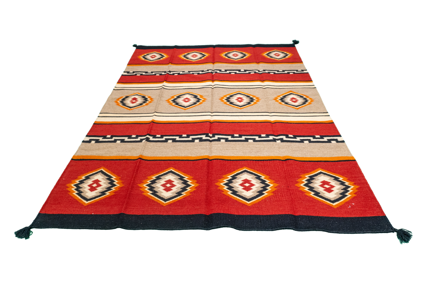 W 5.1 - L 7.1 - Navajo Fine/Wool Geometric Rectangle - Finest Hand-Made Quality Wool - 59697