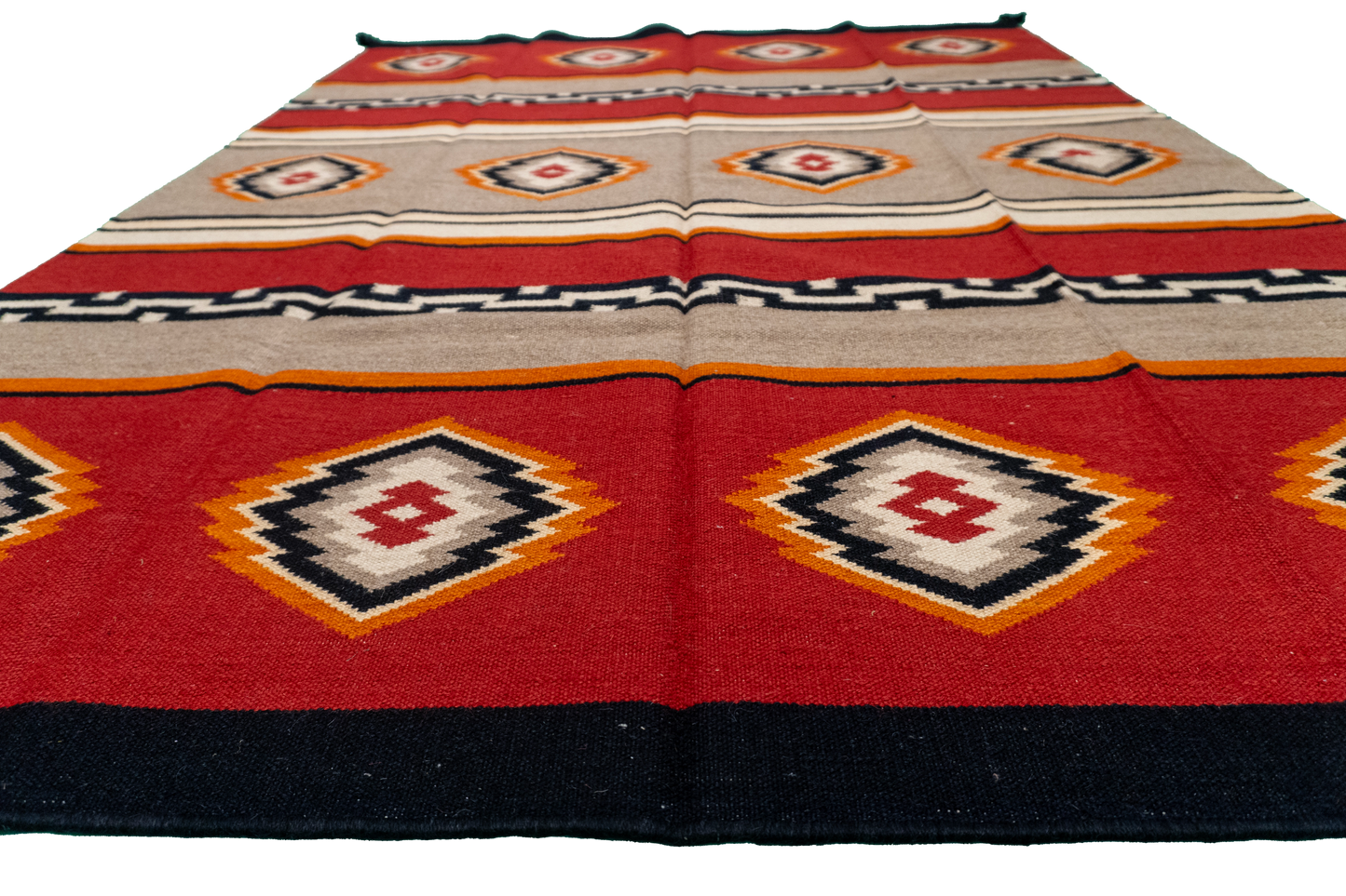 W 5.1 - L 7.1 - Navajo Fine/Wool Geometric Rectangle - Finest Hand-Made Quality Wool - 59697