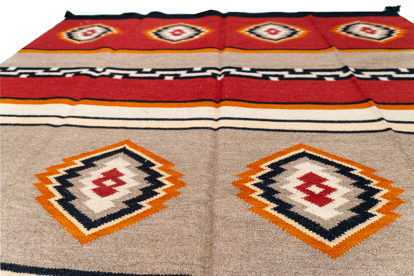 W 5.1 - L 7.1 - Navajo Fine/Wool Geometric Rectangle - Finest Hand-Made Quality Wool - 59697