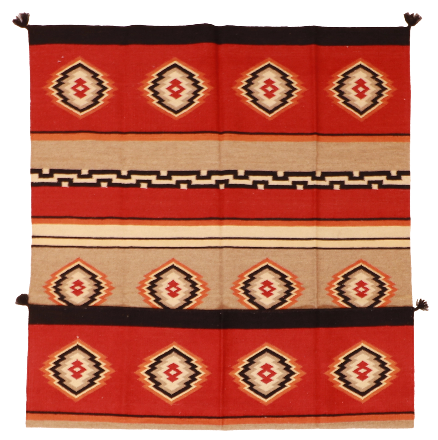 W 5.1 - L 7.1 - Navajo Fine/Wool Geometric Rectangle - Finest Hand-Made Quality Wool - 59697
